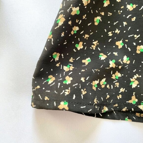 NWT SOFIE SCHNOOR BLACK FLORAL PUFF SLEEVE PEPLUM BLOUSE - S - Picture 11 of 12